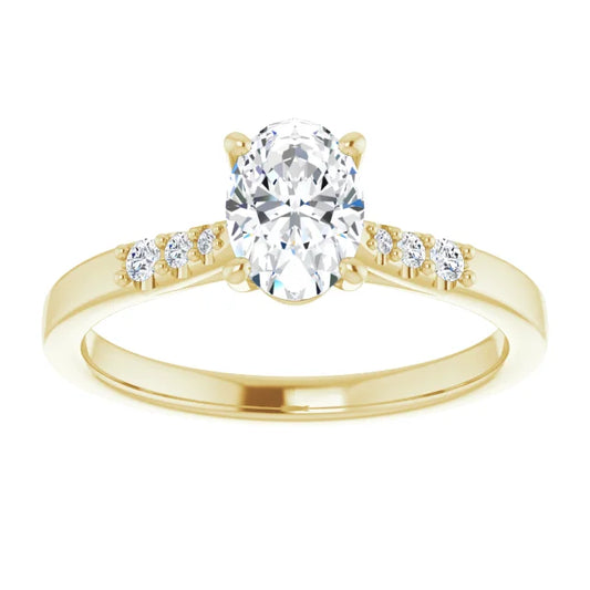 1 CARAT Lab Grown Oval Solaire Engagement Ring