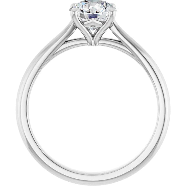 1 Carat lab grown round diamond engagement ring 14K White Gold