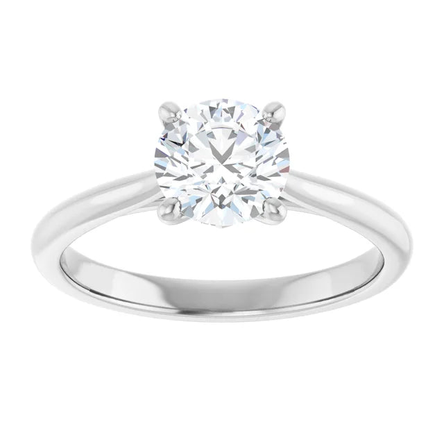 1 Carat lab grown round diamond engagement ring 14K White Gold