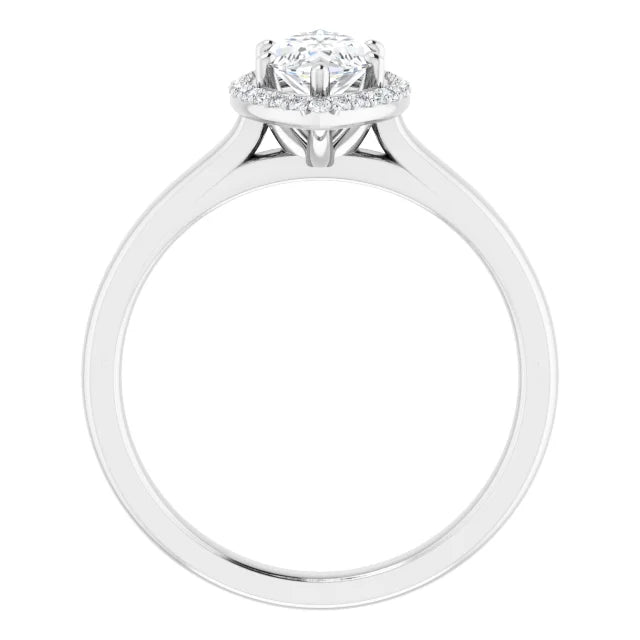 1 CT halo style pear shaped solitaire engagement ring for women white gold showing under gallery 