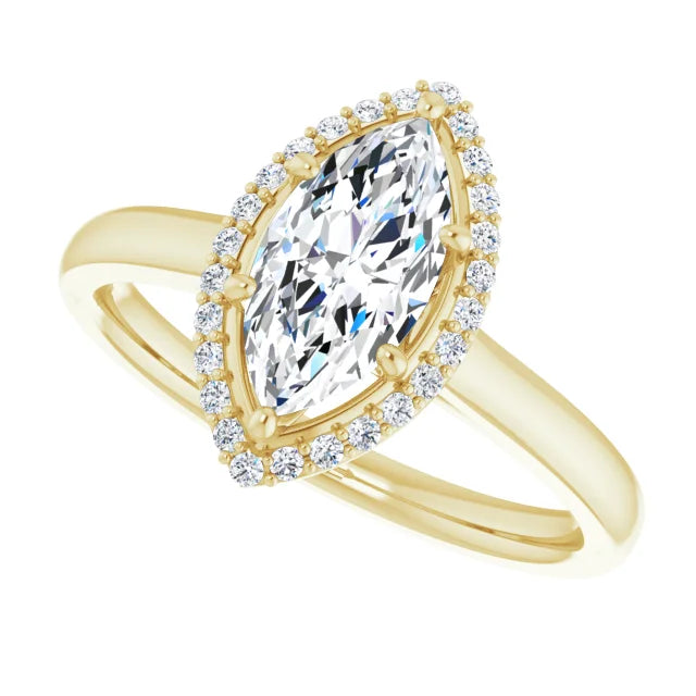 1 CT halo style pear shaped solitaire engagement ring for women yellow gold side way picture 