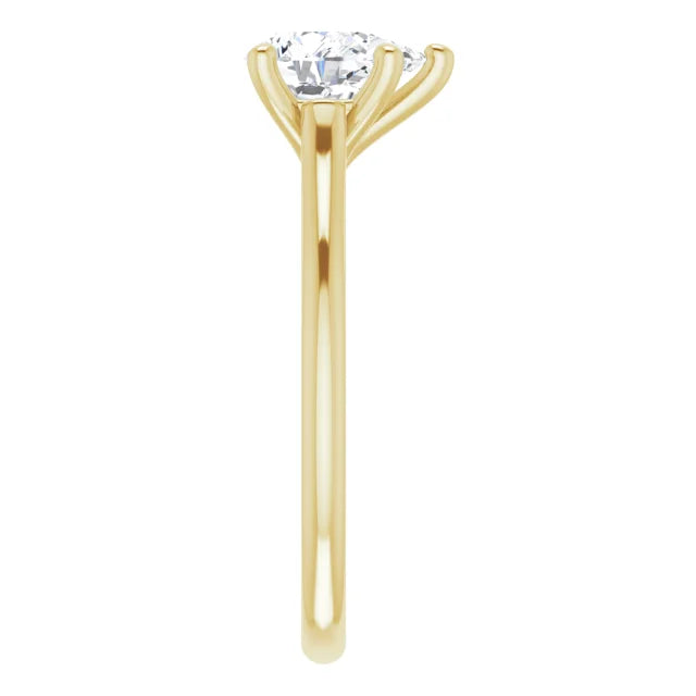 1 CT Pear Diamond Solitaire engagement Ring for women yellow gold showing shank