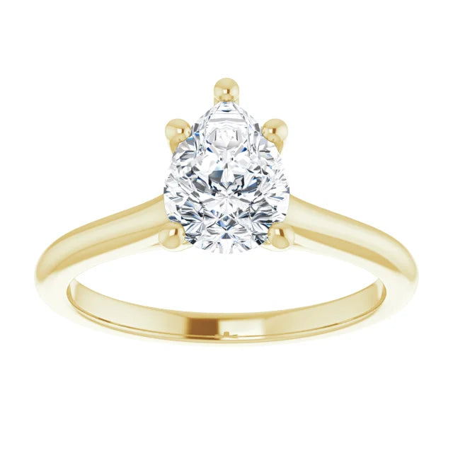 1 CT Pear Diamond Solitaire engagement Ring for women on yellow gold