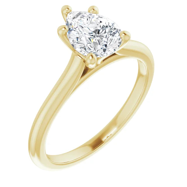 Pear Diamond Solitaire engagement Ring for women yellow gold