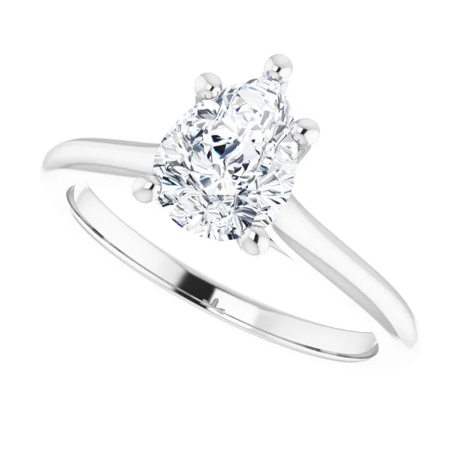 1 CT Pear Diamond Solitaire engagement Ring for women white gold sideway Picture 