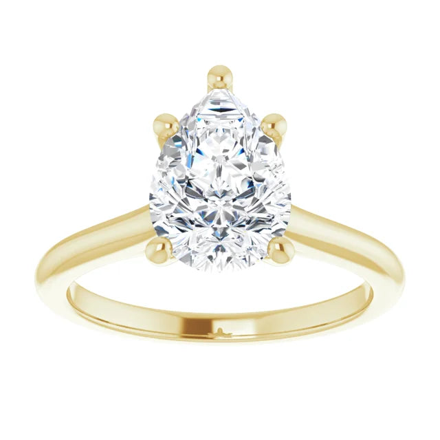 2 CT Pear Diamond Solitaire engagement Ring for women yellow gold