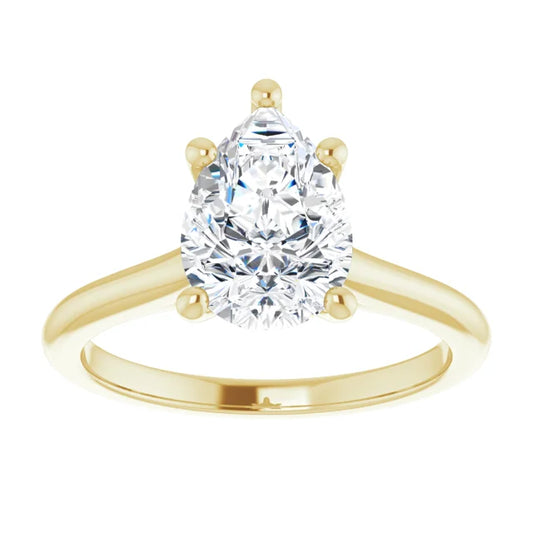 2 CT Pear Diamond Solitaire engagement Ring for women yellow gold