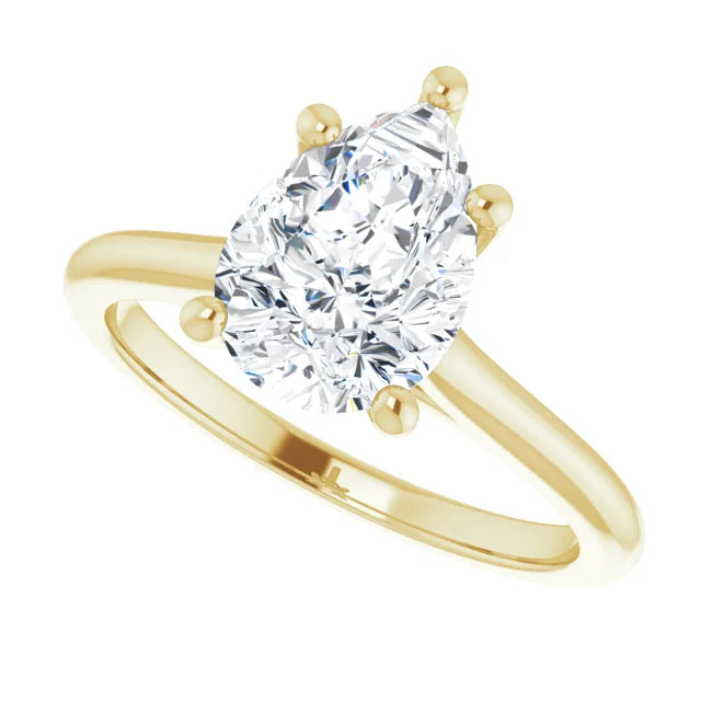 2 CT Pear Diamond Solitaire engagement Ring for women yellow gold showing center stone form the side