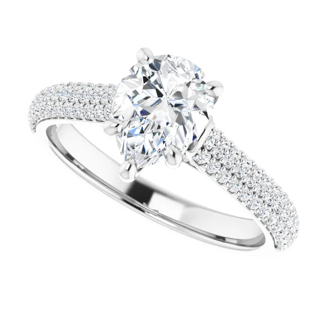 1 CT Pear Shape Diamond engagement Ring for women white gold