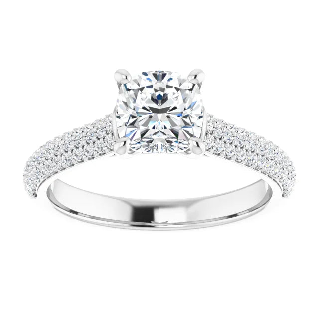 1 CT Cushion Cut Diamond Engagement Ring for Women on white gold 