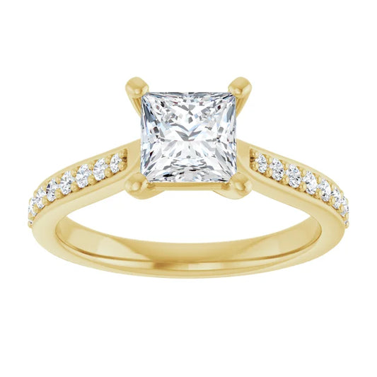 Princess Cut Assented lab Grown Diamond Engagement Ring