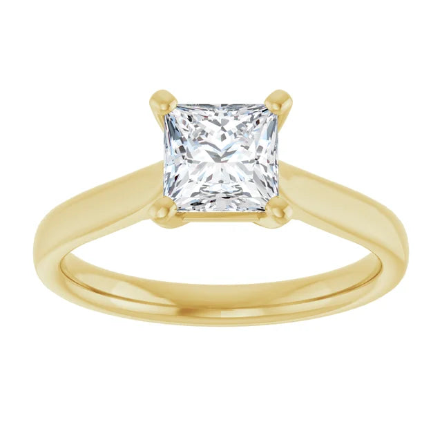 1 CT solitaire lab grown diamond engagement Ring Yellow gold