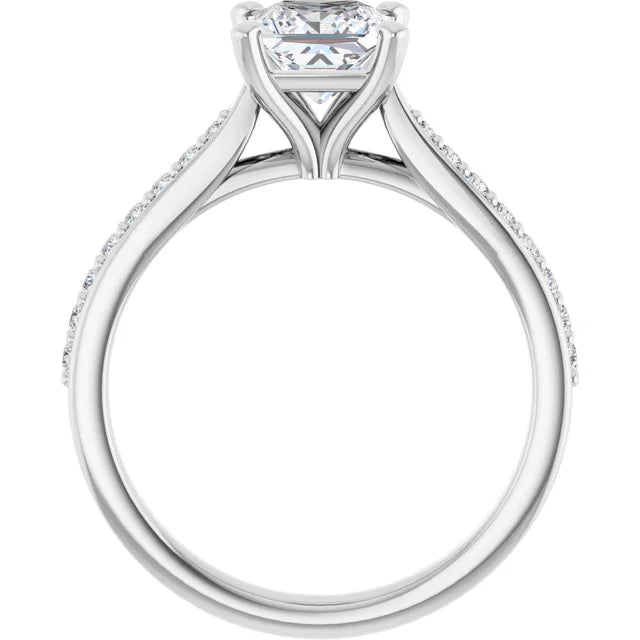 Princess Cut Assented lab Grown Diamond Engagement Ring on White Gold standing picture 