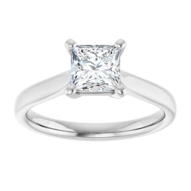 1 CT Princess Cut lab Grown Diamond Engagement Ring on White Gold