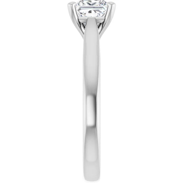 1 CT Princess Cut lab Grown Diamond Engagement Ring on white gold showing shank