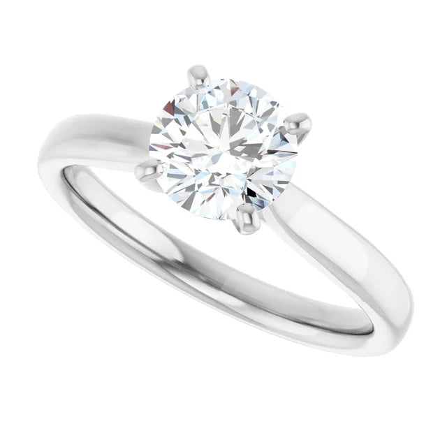 1 CTW lab grown round diamond engagement ring 14K White Gold Side Picture 