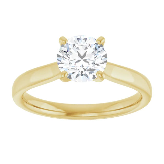 1 CTW lab grown round diamond engagement ring Yellow Gold