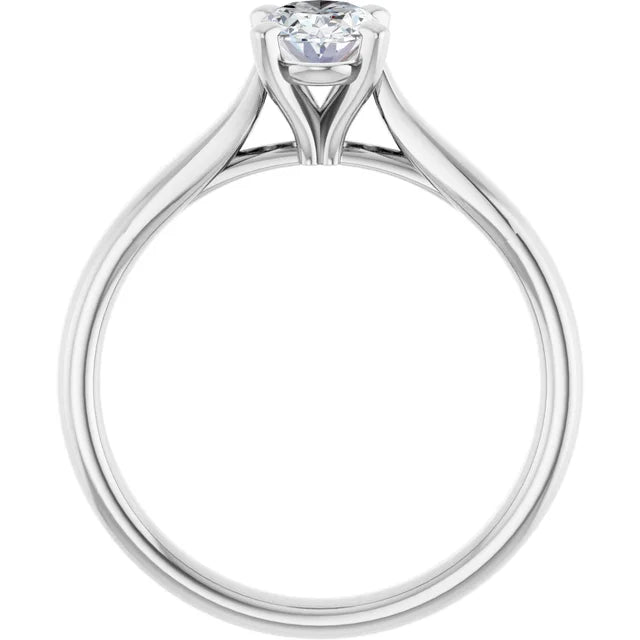 1 CT Lab Grown Oval Solitaire Diamond Engagement Ring on white gold showing under gallery 