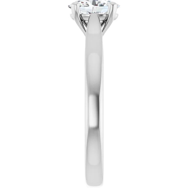 1 CT Lab Grown Oval Solitaire Diamond Engagement Ring on white gold showing shank