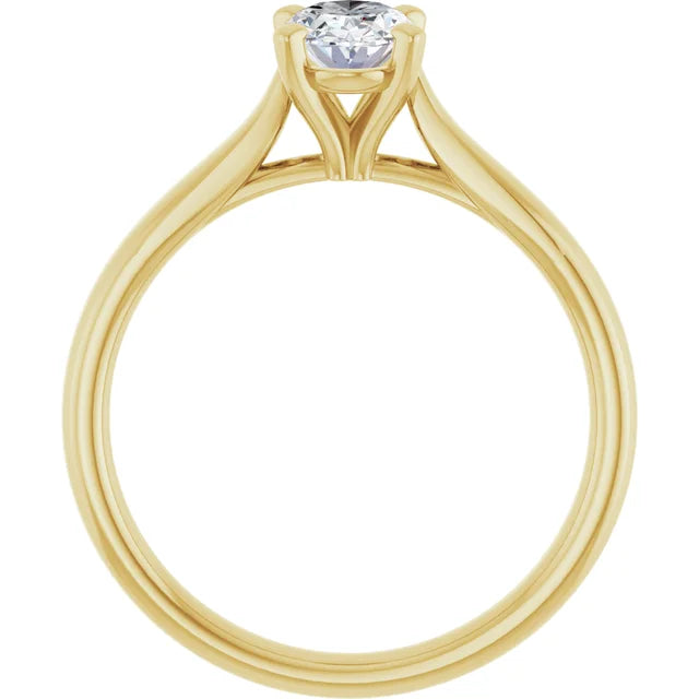 1 CT Lab Grown Oval Solitaire Diamond Engagement Ring on Yellow gold showing under gallery 