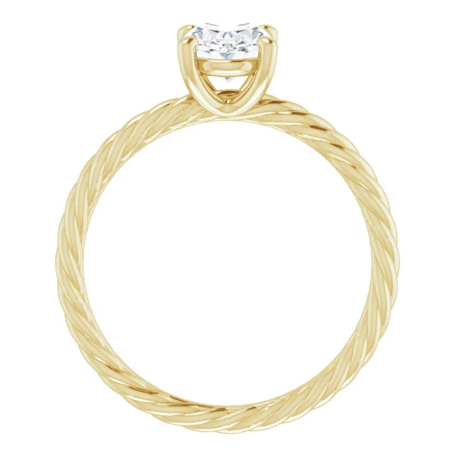 Oval Lab Grown Diamond Engagement Ring on yellow gold showing under gallery 