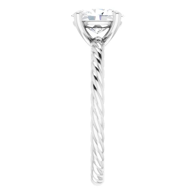 Oval Lab Grown Diamond Engagement Ring on White gold showing shank