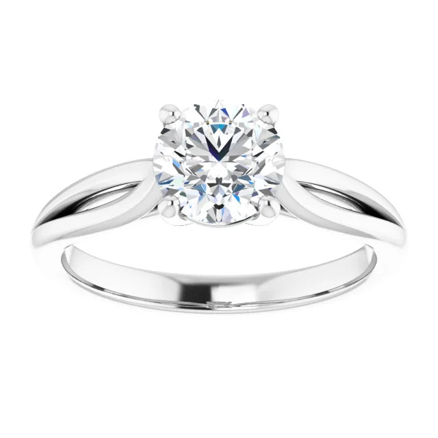 1 CT Round solitaire Diamond engagement Ring on White gold showing center stone 