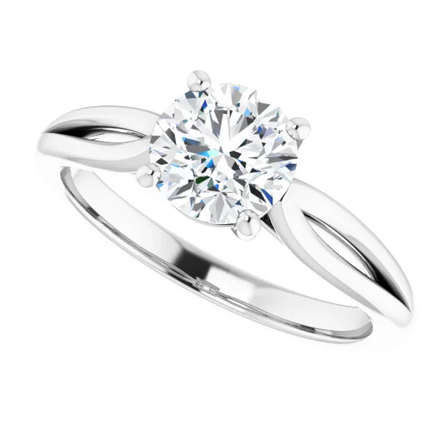 1 CT Round solitaire Diamond engagement Ring side way picture on white gold 