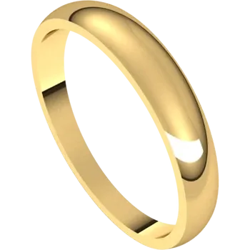 Round Tapered wedding Band for women yellow gold sideway picture 