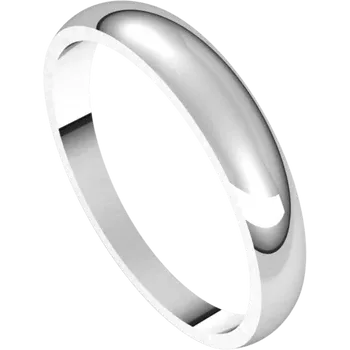 Round Tapered wedding Band for women white gold sideway picture 