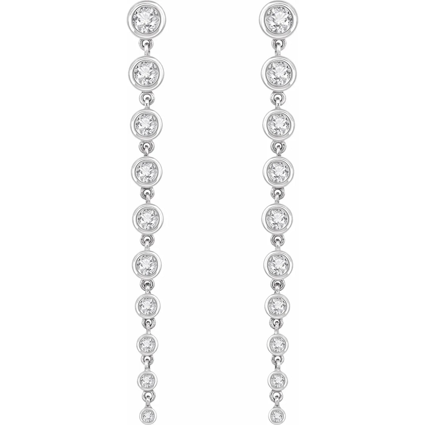 2 CTW round lab grown Diamond Dangle Earrings white gold