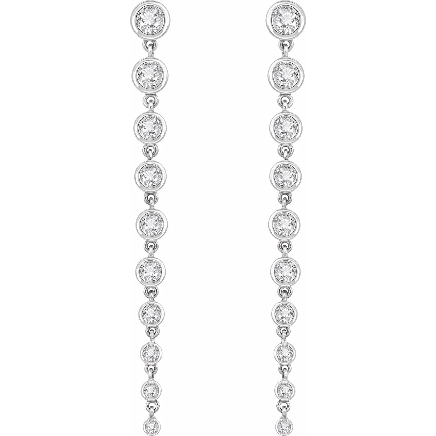 2 CTW round lab grown Diamond Dangle Earrings white gold