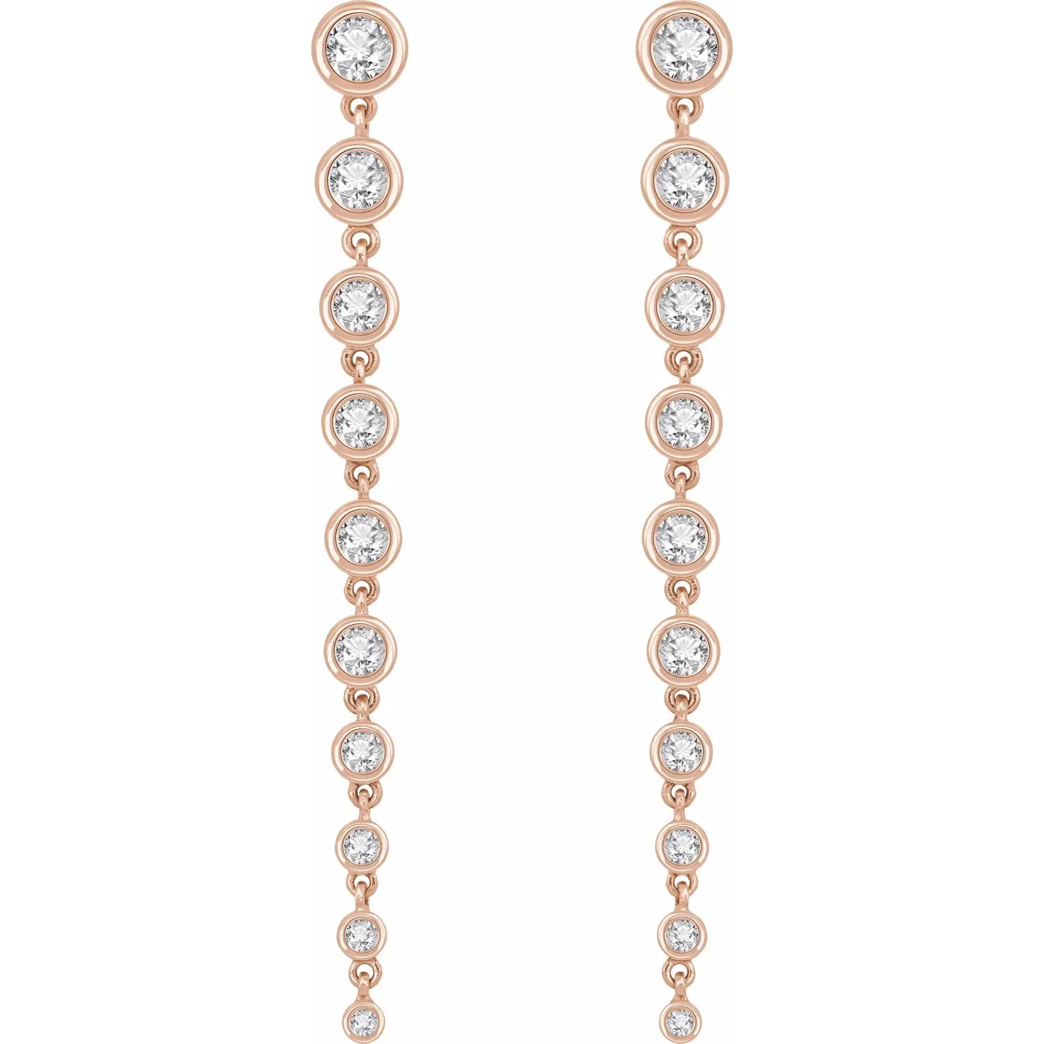 2 CTW round lab grown Diamond Dangle Earrings Rose gold 