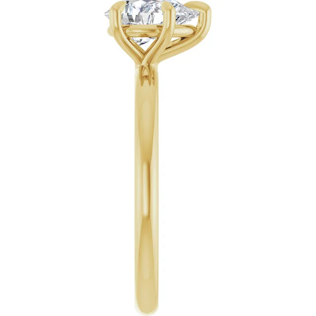 1 CT Pear Shape Solitaire Diamond Engagement Ring yellow gold showing shank