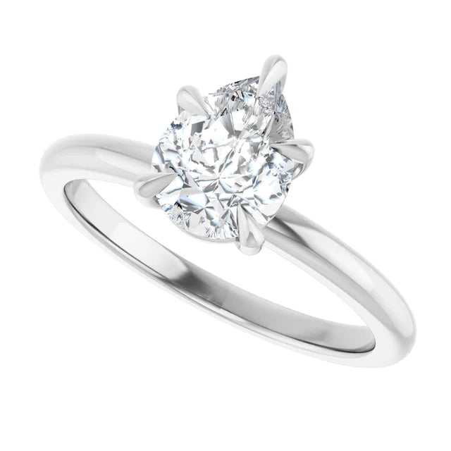 1 CT Pear Shape Solitaire Diamond Engagement Ring sideway picture white gold