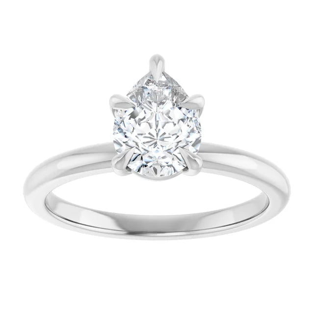 1 CT Pear Shape Solitaire Diamond Engagement Ring white gold 