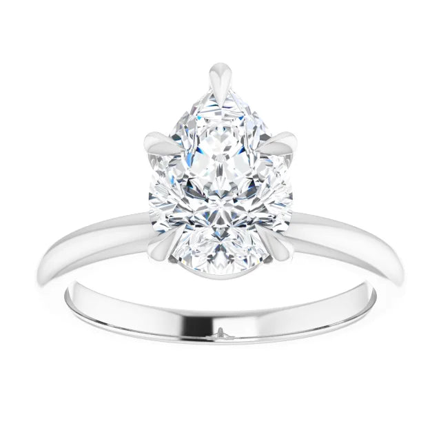 2 CT Pear Shape Solitaire Diamond Engagement Ring white gold