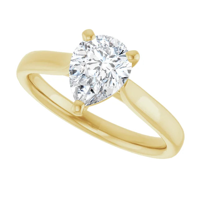 1 CT Pear Diamond Solitaire Engagement Ring for Women on yellow gold