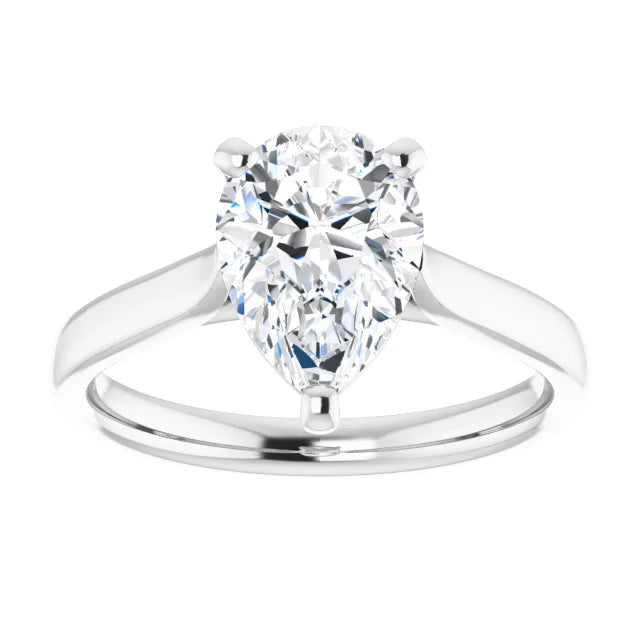 2 CT Pear Diamond Solitaire Engagement Ring for Women white gold