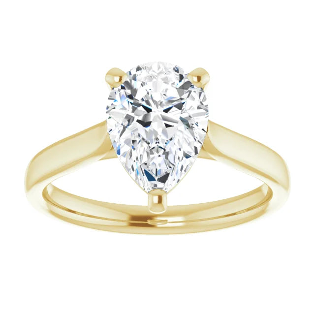 2 CT Pear Diamond Solitaire Engagement Ring for Women Yellow gold