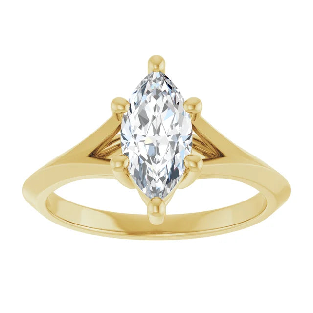 1 CT Marquise Cut Diamond Engagement Ring on yellow gold showing center stone