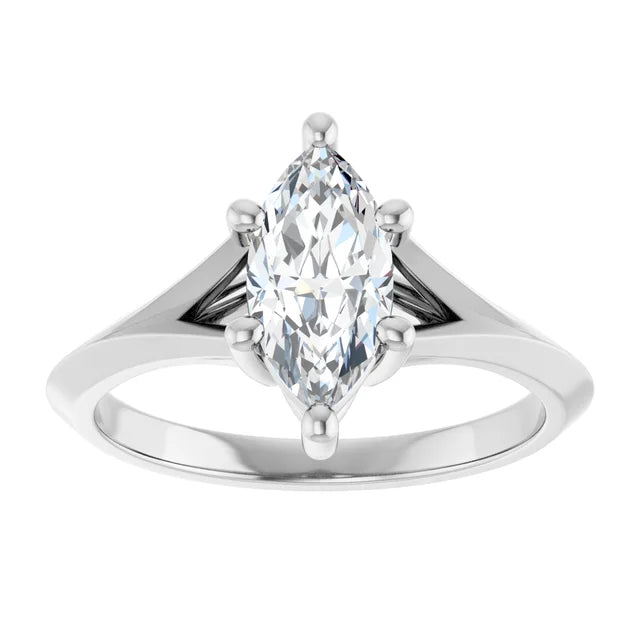 1 CT Marquise Cut Diamond Engagement Ring on white gold showing center stone 