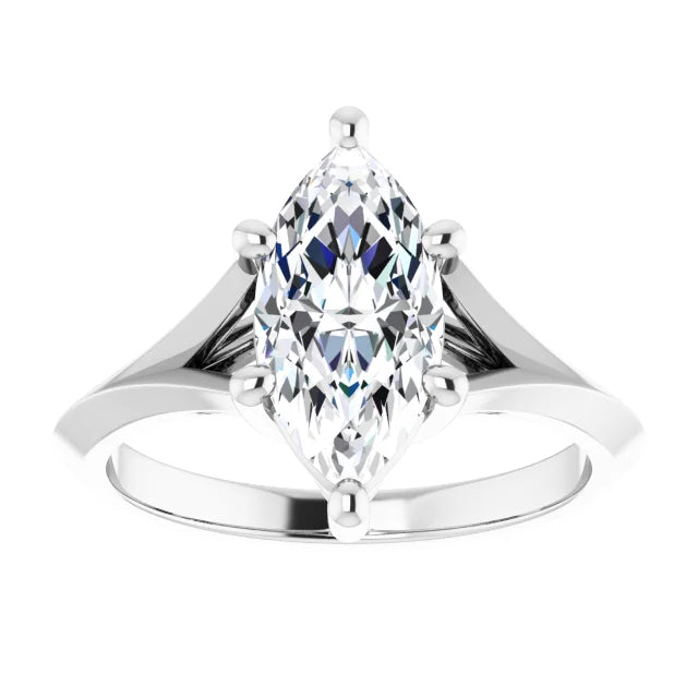 2 CT Marquise Cut Diamond Engagement Ring on White gold showing diamond