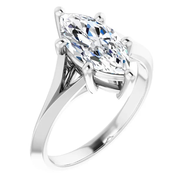 Split Shank Lab Created Marquise Cut Diamond Engagement Ring (1 CT & 2 CT)