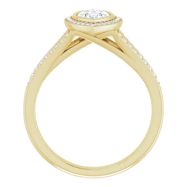 Split Shank Bezel Set Marquise Engagement Ring for women on Yellow gold showing under gallery 