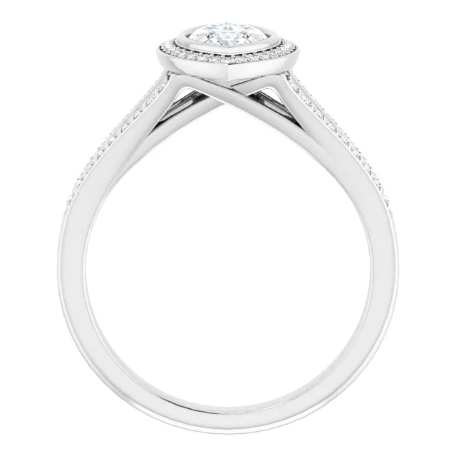 Split Shank Bezel Set Marquise Engagement Ring for women white gold showing under gallery 