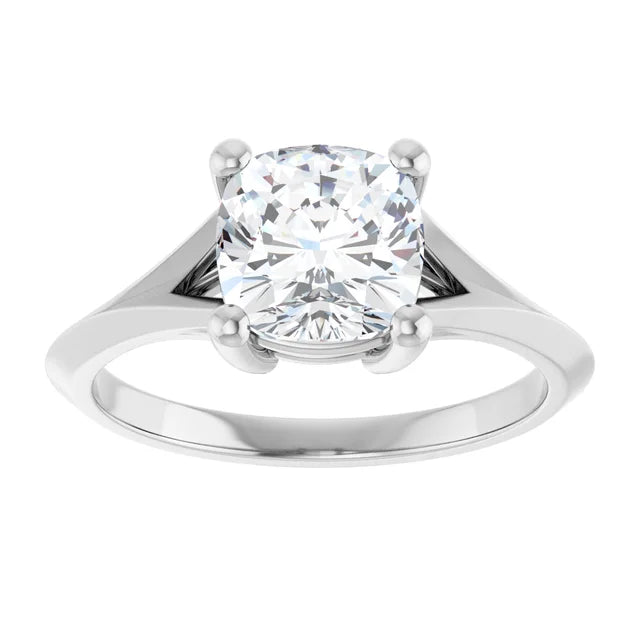 2 CT cushion cut solitaire diamond engagement ring for women on white gold