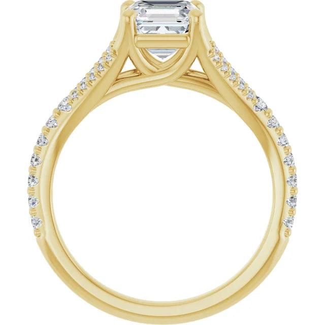 1 CT Accented Shank Assher Cut Diamond engagement Ring for Women yellow gold showing under gallery 