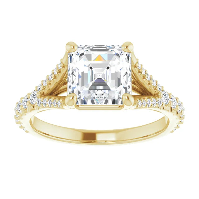 Accented Shank Assher Cut Diamond engagement Ring for Women 2 CT