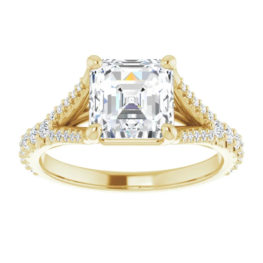 Accented Shank Assher Cut Diamond engagement Ring for Women 2 CT